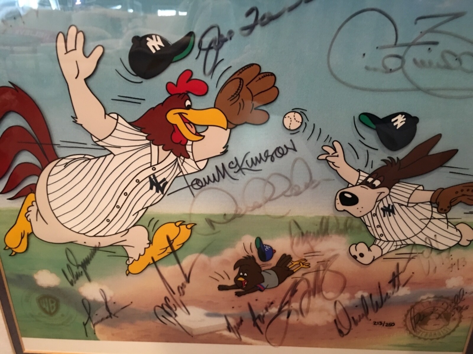 NY Yankees ‘96 World Series Champions Signed Looney Tunes “Squeeze Play” Cel