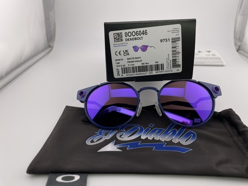 Pre-owned Oakley Deadbolt Fabio Quartararo Matte Navy Prizm Violet Sunglasses Oo6046-10 B In Purple