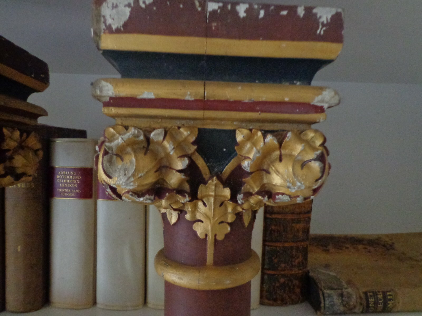 ANTIQUE 19 CENTURY FRENCH ARCHITECTURAL COLUMNS WITH HAND CARVED GOLD CAPITALS