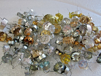 100 Metal XMAS Ornament Hooks Hangers Caps Tops Replacement MIXED LOT  SIZES
