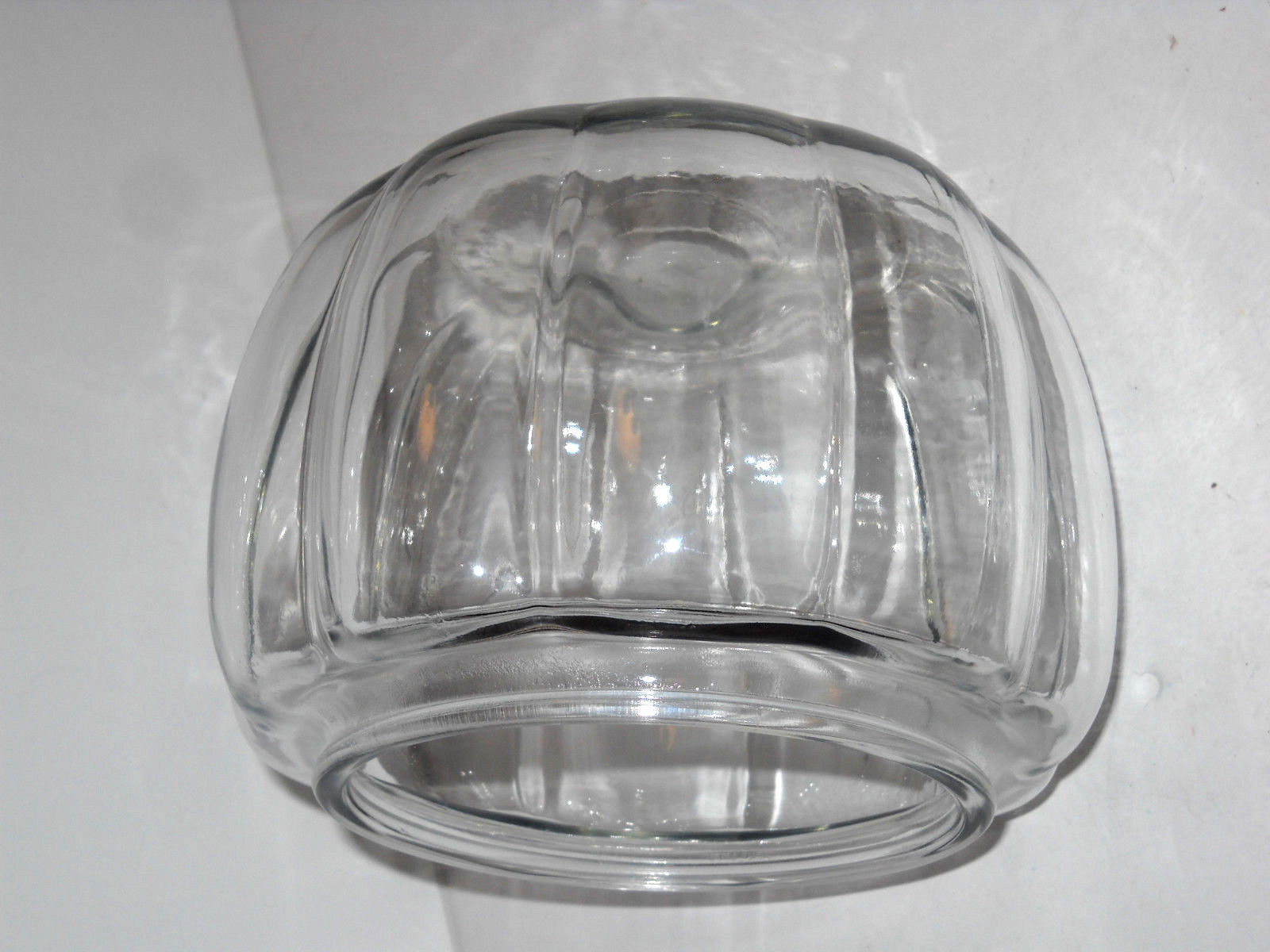 Vintage 7''' Clear 10 sided Glass Ceiling Light Lamp Shade PUMPKIN SHAPE