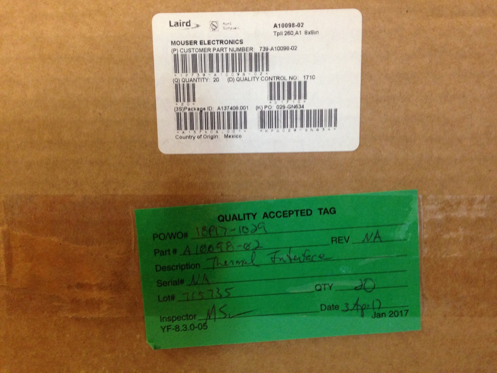 20pcs A10098-02 Thermal Interface Products Tpli 260 A1 8x8