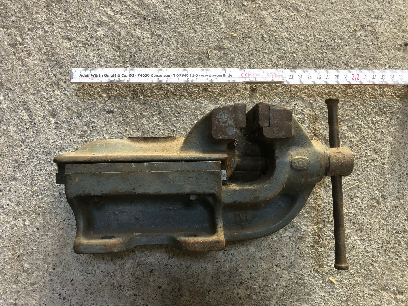 Schraubstock, alt, antik, 80mm