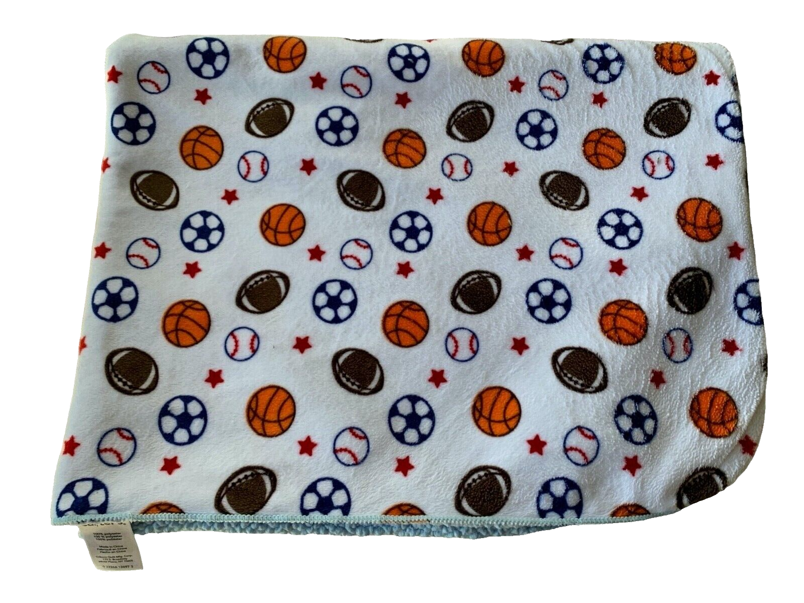 White Sport Ball Red Star Blue Sherpa Football Soccer