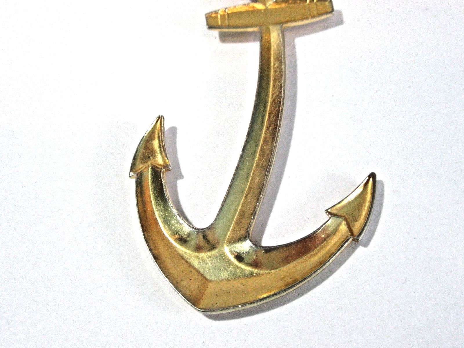 BRIGHT GOLD TONE LINK BELT ANCHOR NAUTICAL MADE IN USA SIZE L 31 - 34 METAL