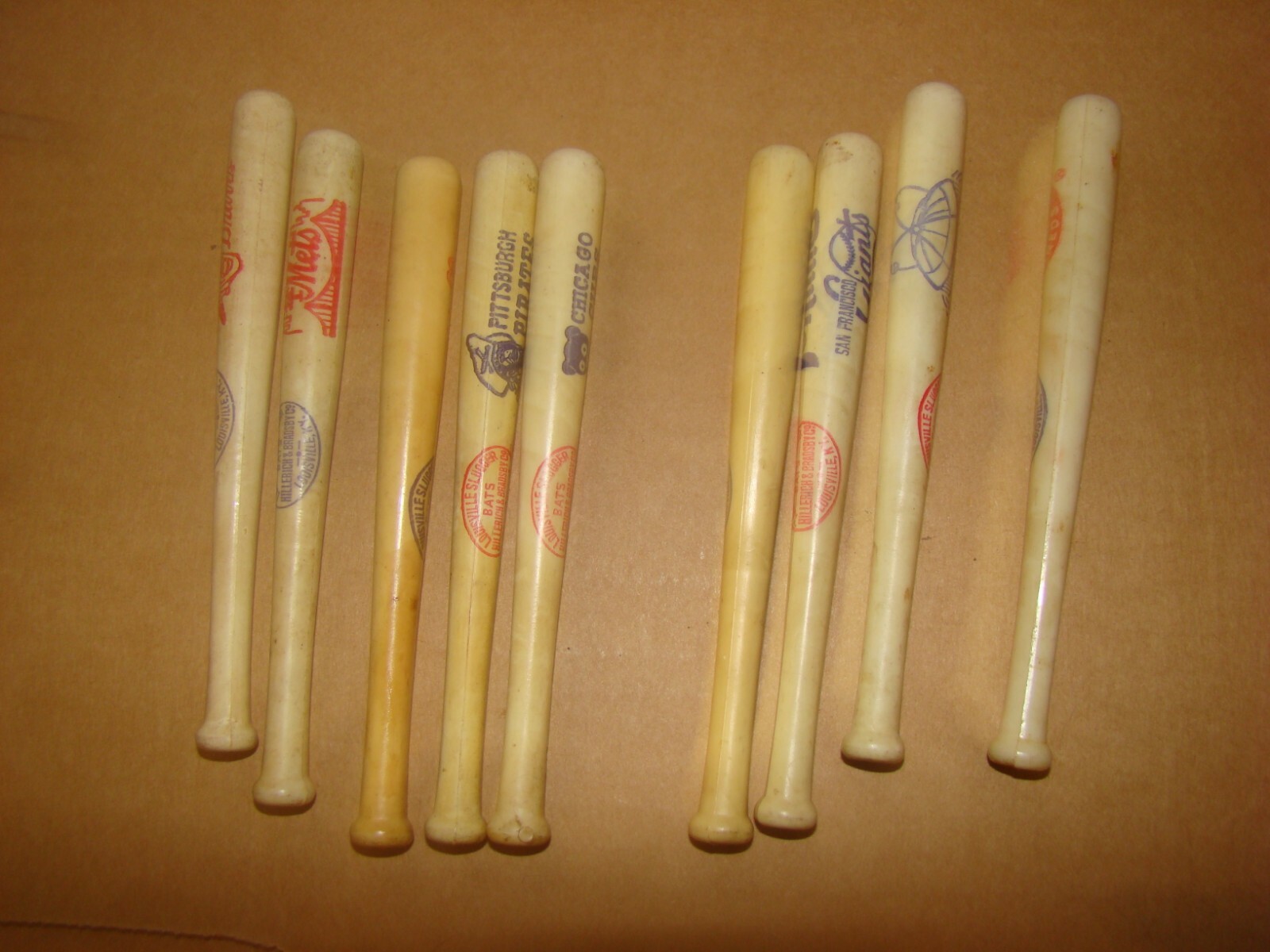 Lot of 9 VINTAGE Miniature Baseball Bats