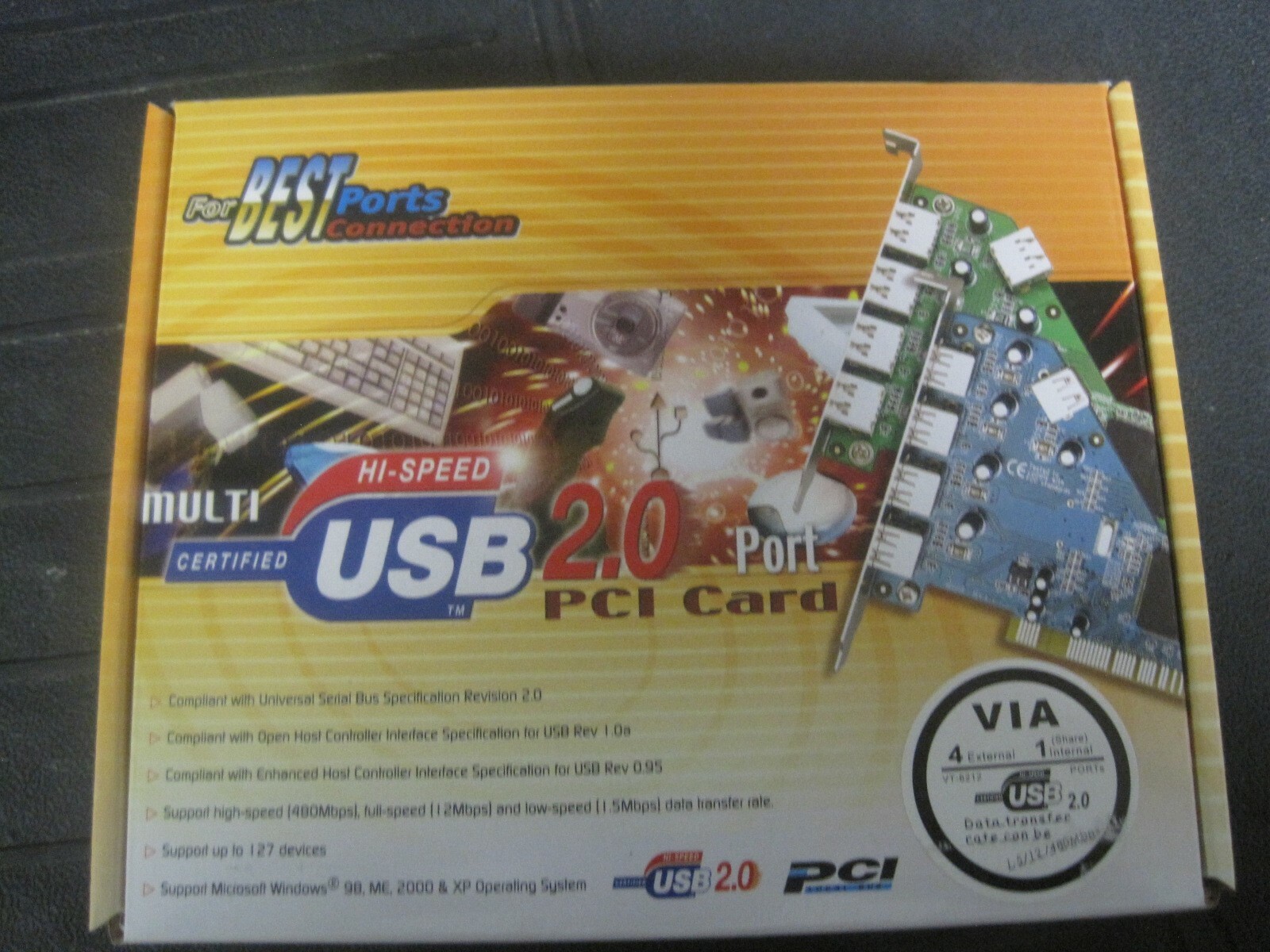 Lot of 3 NEW Syba SD-VIA-5U 4 Port USB 2.0 PCI Card Modules