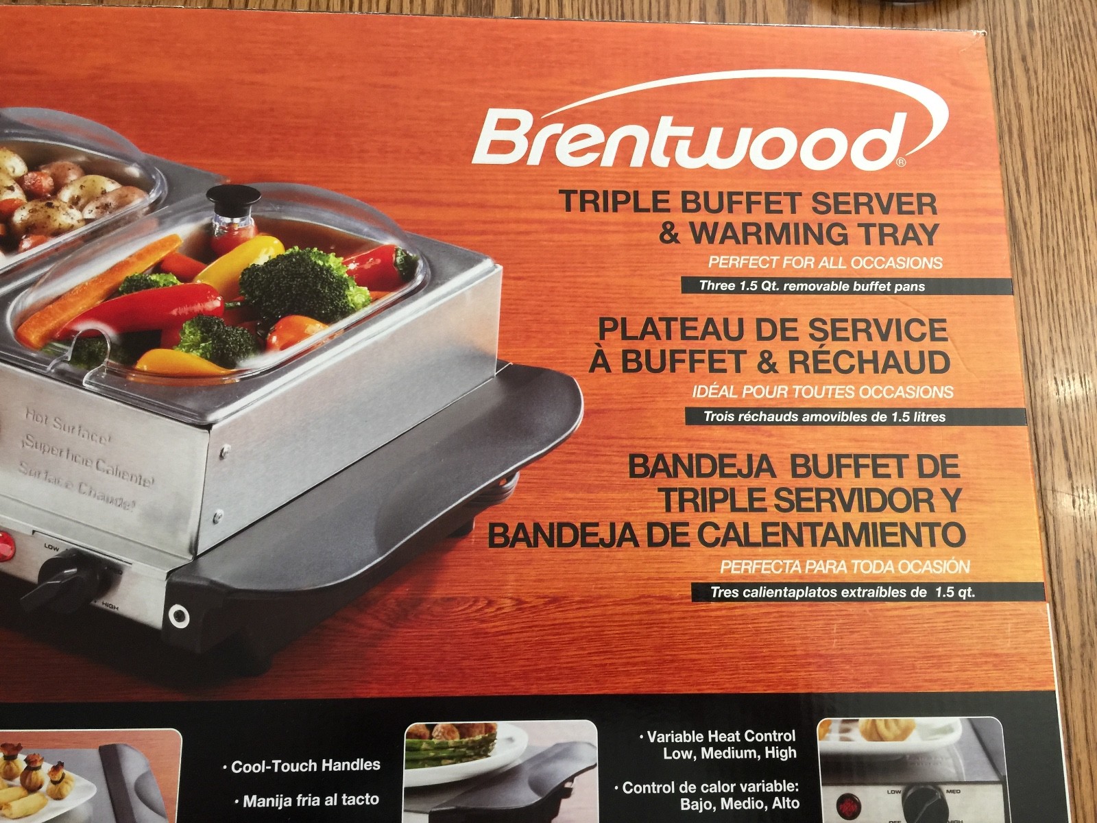 Brentwood TRIPLE BUFFET SERVER & WARMING TRAY