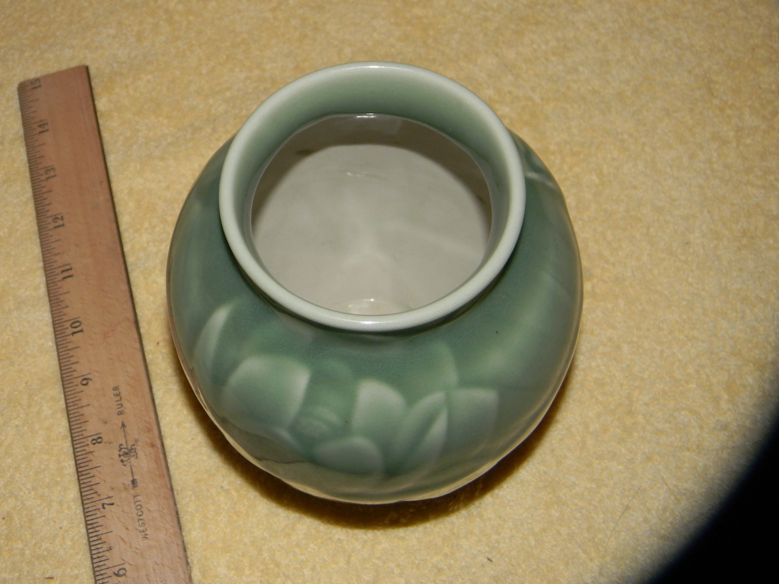 Rookwood c1954 American Art Pottery Olive Light Green Glaze Vase. Mold # 6833