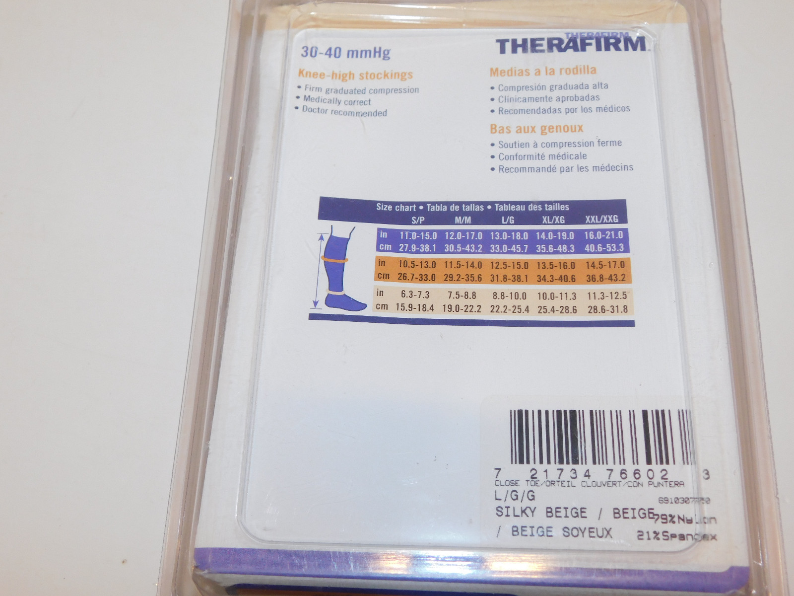 Therafirm Gradient Compression Hosiery 30-40 mmHg Knee High CLO/Toe LG Beige