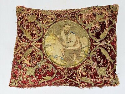 Vatican Library Collections Antique Needlepoint Pillow Cushion ANGELS Green