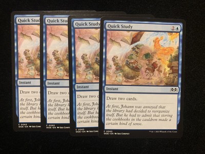 4 x Quick Study: MtG Magic the Gathering Wilds of Eldraine Play Set