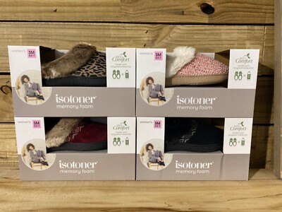 New Isotoner Ladies Memory Foam eco Comfort Slippers Machine Washable