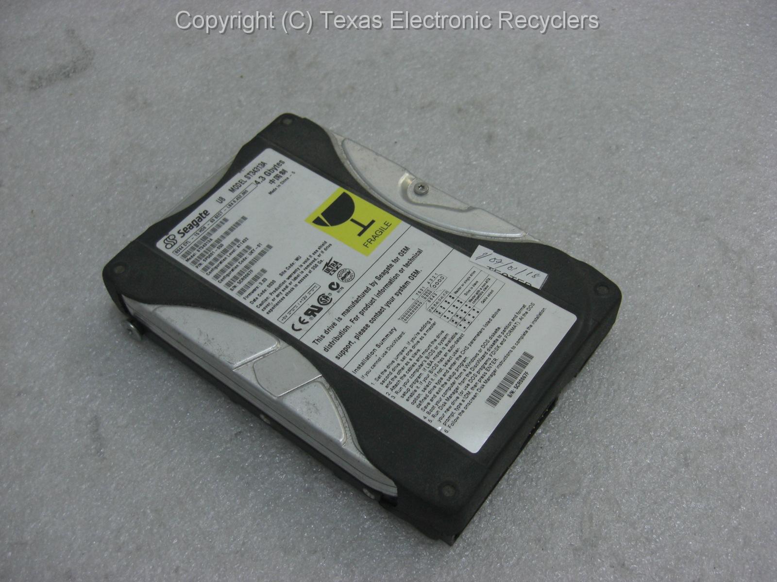 PCパーツ JB9 seagateHDD Seagate st34313a 9p5001-053 4.3GB IDE Hard Drive Tested | eBay