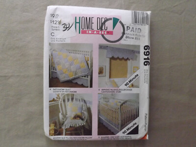 McCall's Home Dec In A Sec Sewing Pattern Crib Sheet Quilt Bumpers Seat Pillow