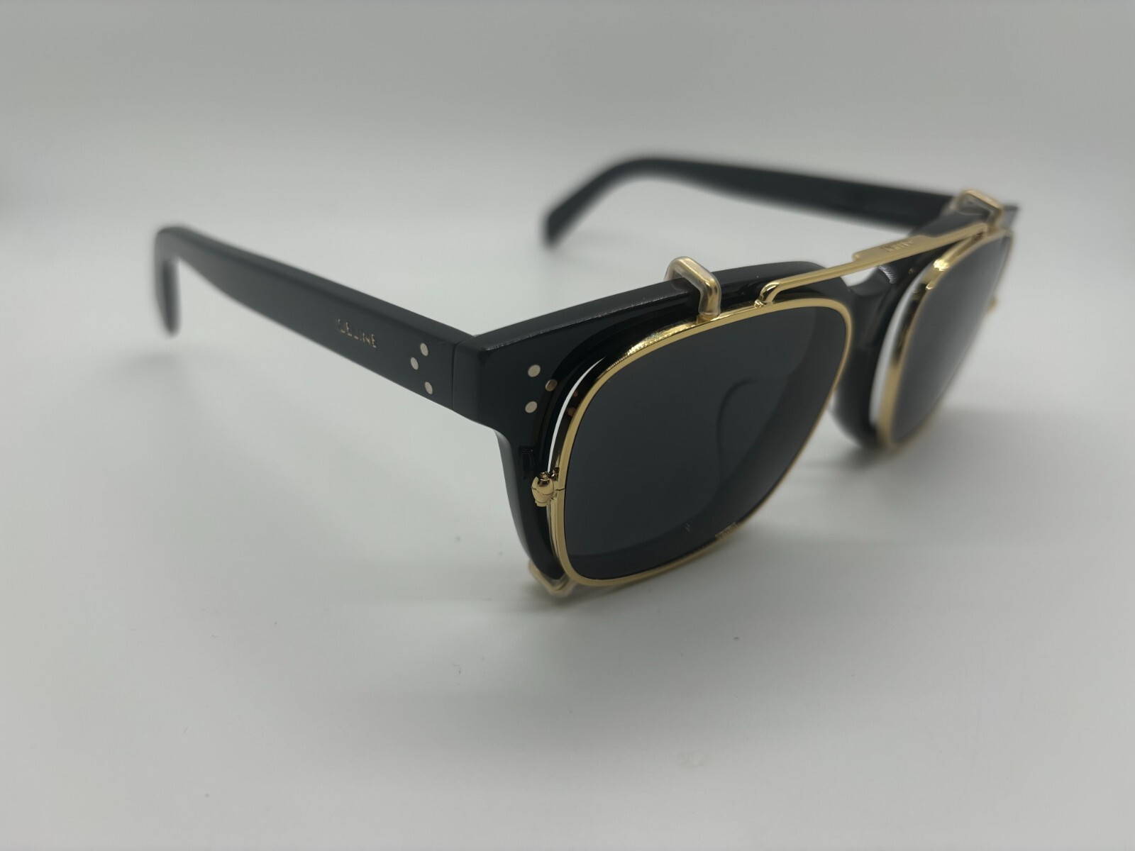 Pre-owned Celine Cl40268u-cl 01 Black Clip On Sunglasses 50-19-145mm Comes W/full Set In Gray