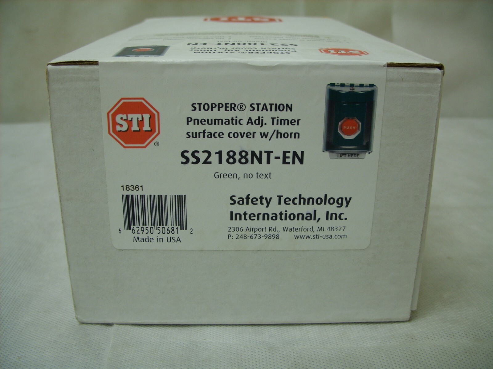 Safety Technology Inc STI Stopper Station w/Horn - Green - No Text - SS2188NT-EN