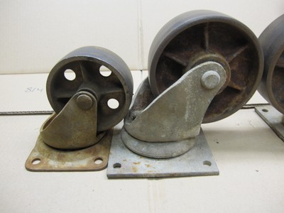 Antique Industrial Factory Cart Casters Table Wheels RAILROAD Metal Cast Iron