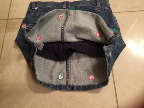 Hartstrings Blue Jean Embroidered Apples Skirt Skort  Att Cartwheel Short EUC 6