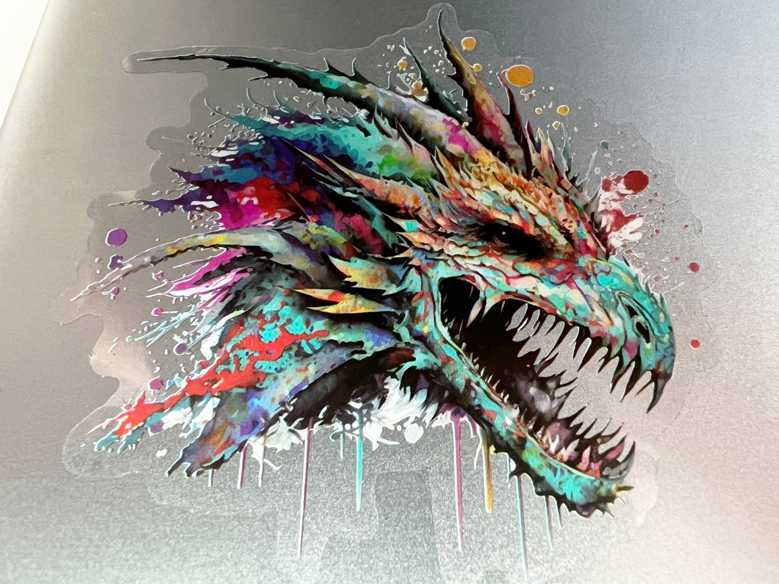 Colorful Dragon Head 3 Inch Transparent Sticker Decal