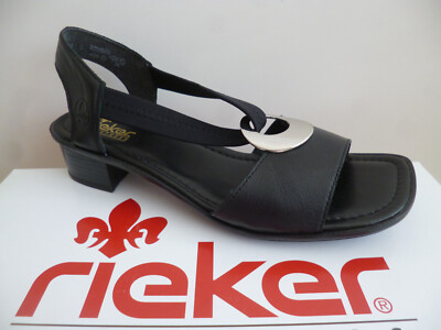 Rieker Women's Sandals Shoes Black Leather 62662