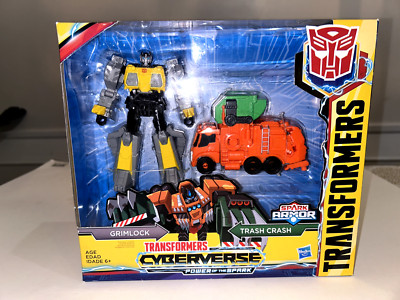 Transformers Cyberverse Power of the Spark  Armor Grimlock / Trash Crash Figures