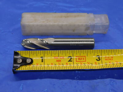 NEW 7/16 O.D. 1'' LOC BALL NOSE SOLID CARBIDE END MILL 4 FL .4375 MADE IN USA