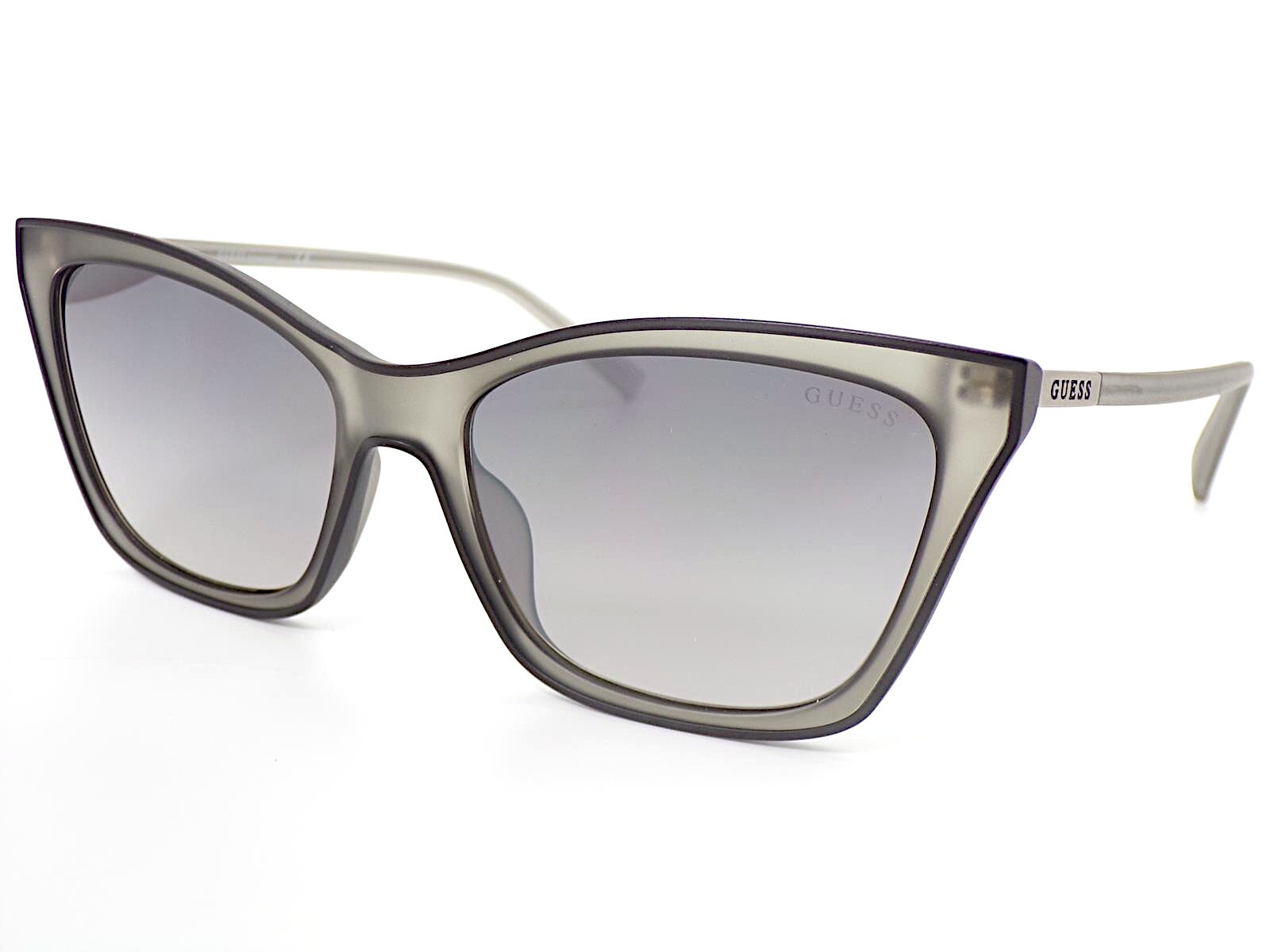 GUESS Black and Silver Cat-Eye Sunglasses Guess Cat Eye Sunglasses Black Frame Black Glitter With Gray  main image 2