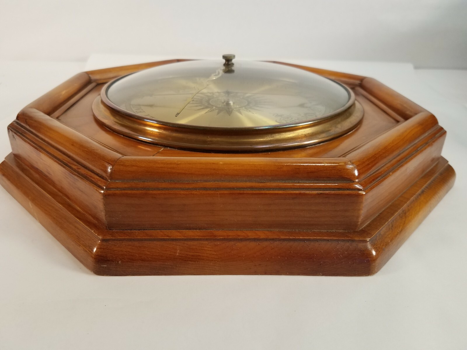 VINTAGE Barometer Peter F. Bollenbach Jeweled Wall Mounted - Wood Brass - NICE!