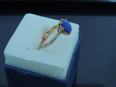 NIB $69.99 Size 6 Blue Green Opal, Austrian Crystal Ring (5.000 Cts)  P-21