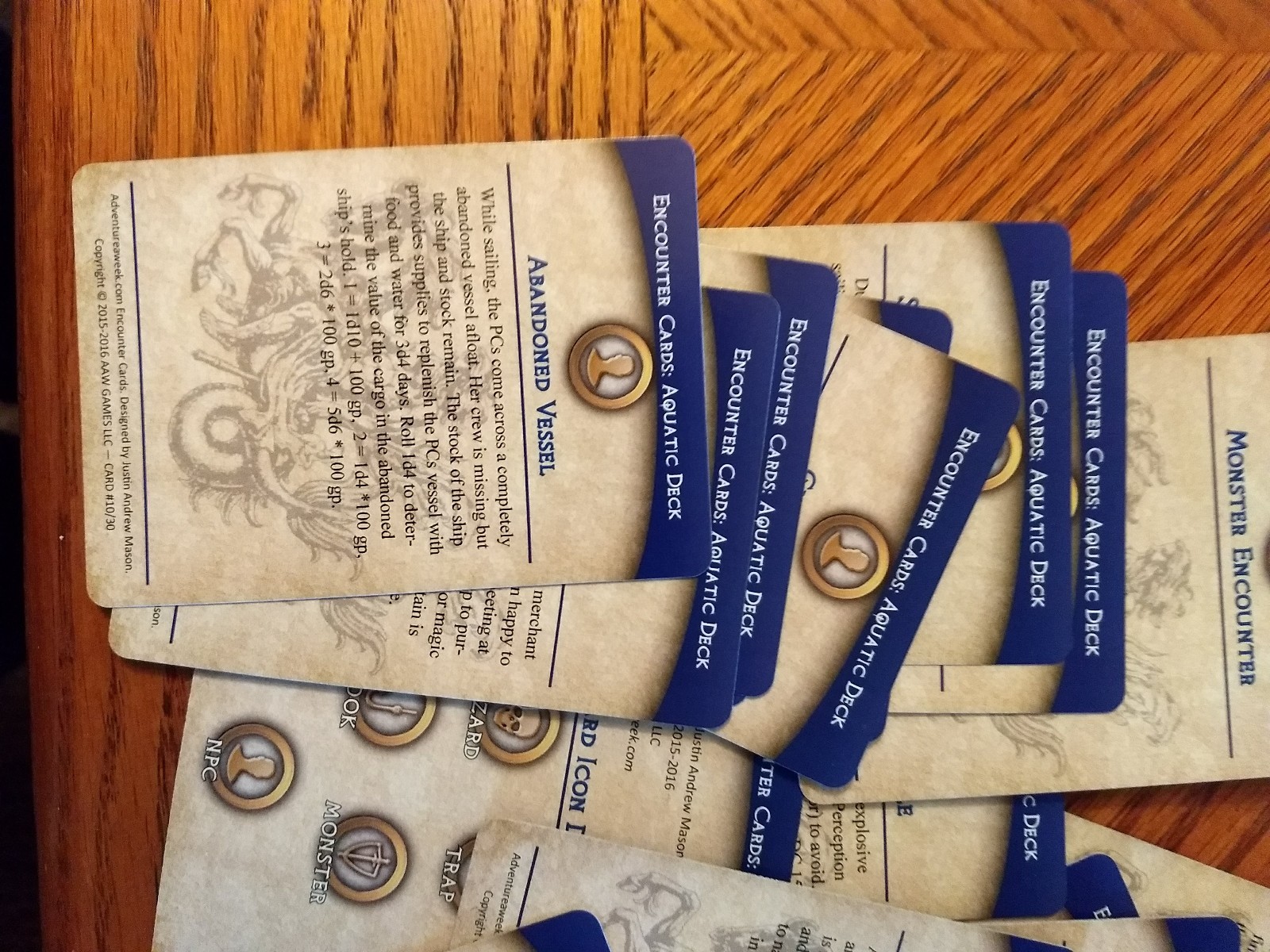 Pathfinder Encounter Cards Aquatic Deck Role playing game compatible