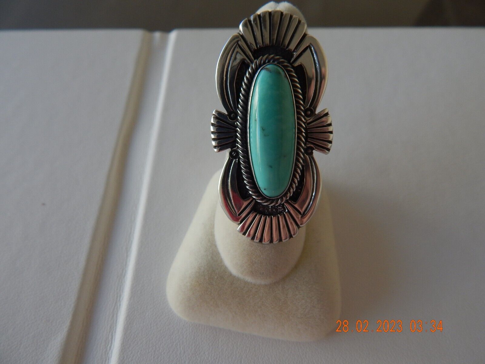 Richard Wylie Native American Campitos Turquoise Ring Sterling Silver Handcrafted Richard Wylie Native American Campitos Turquoise Ring Sterling Silver Handcrafted