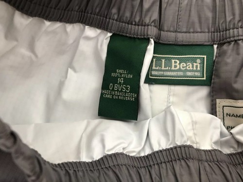 LL Bean Rain Pants Youth Boys 14 Gray