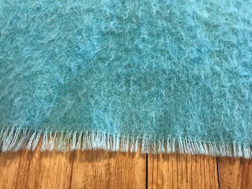 Vintage Green Wool Blanket Full Size 72 Wide X 90” Long. 5 Pounds.