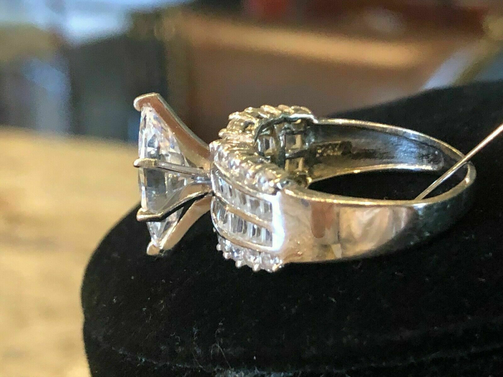 Pre-owned Natsoul 3.10ct Engagement Bridal Marquise 925 Sterling Silver Channel Baguette Ring In White