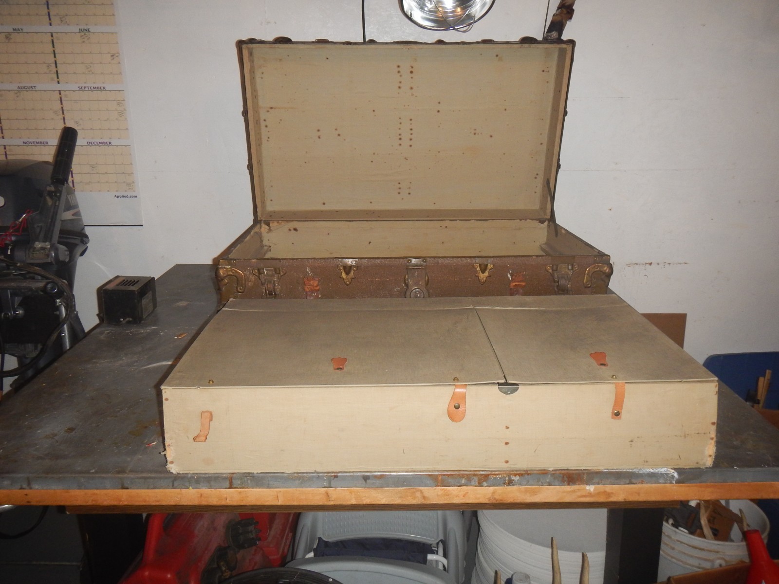 Vintage early 1900's Wood and Metal Travel Steam Trunk