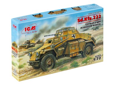 Sd.Kfz.222 German Light Armored Vehicle 1/72 Scale Plastic Model Kit ICM 72411