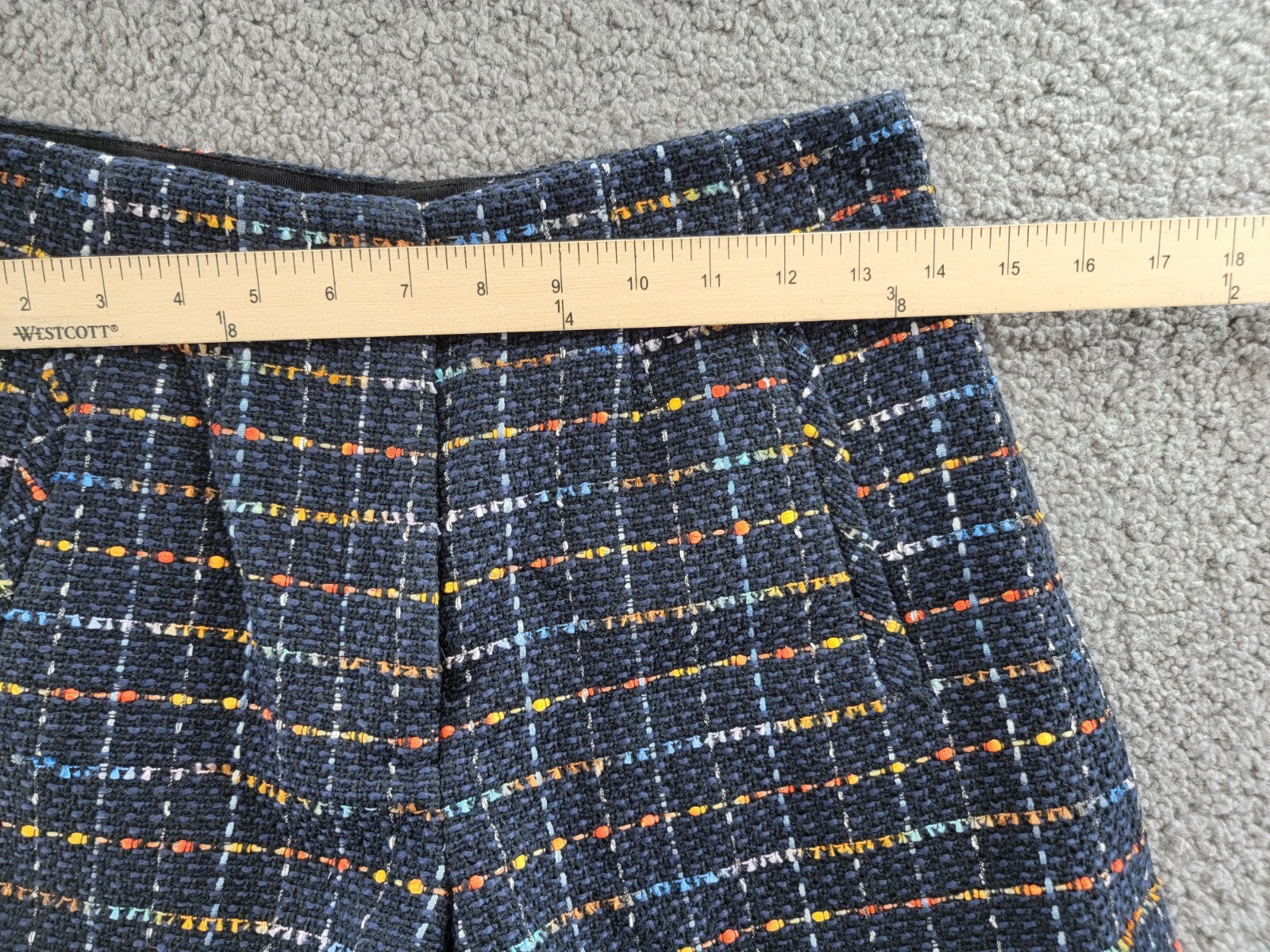 Veronica Beard Jazmin Plaid Shorts Women's 4 Navy Multi Zip/Hook & Bar Closure - Picture 5 of 18