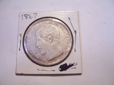 1867 GUATEMALA 1 PESO SILVER DOLLAR COIN KM 186.1