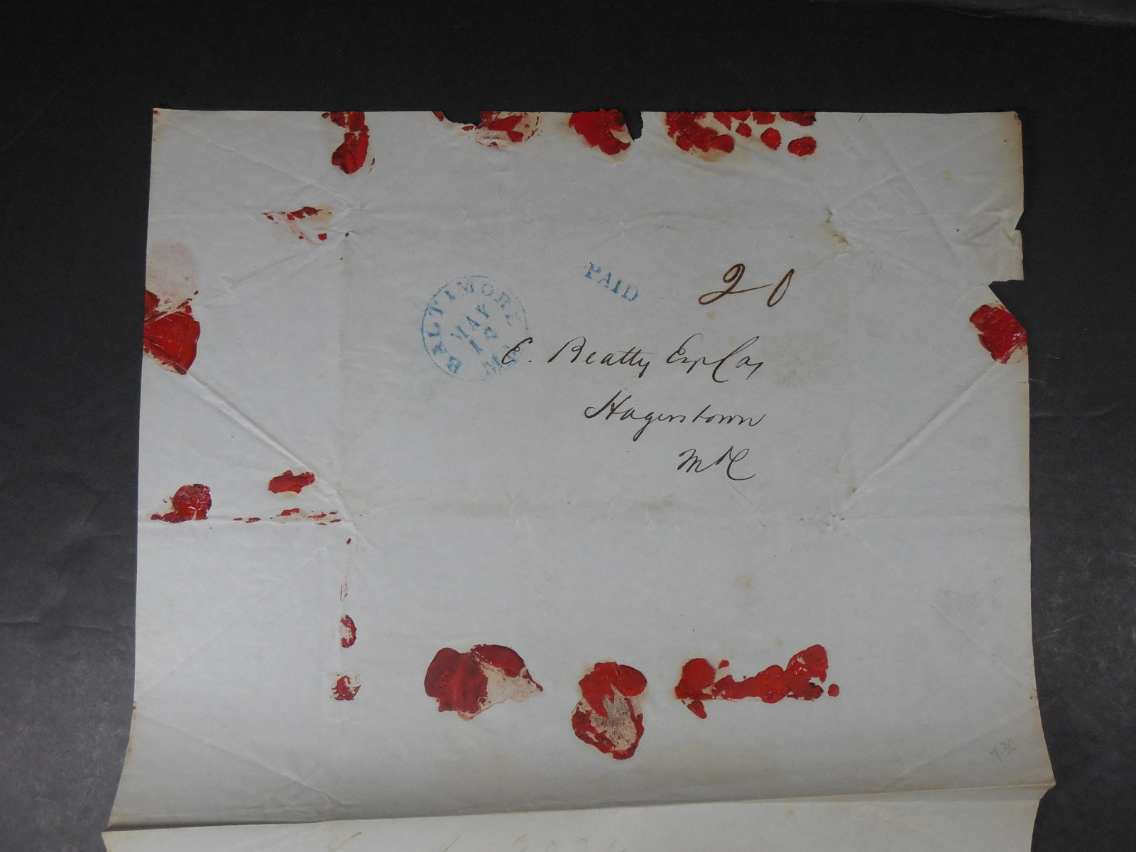 1846 BALTIMORE MARYLAND BANK ACCOUNT BALANCE LETTER HISTORICAL PAPER EPHEMERA