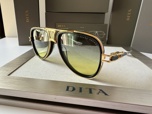 Pre-owned Dita Grand Decade Dts460-a-01 Yellow Gold Yellow Grey Lens Sunglasses Authentic In Grey To Yellow Gradient