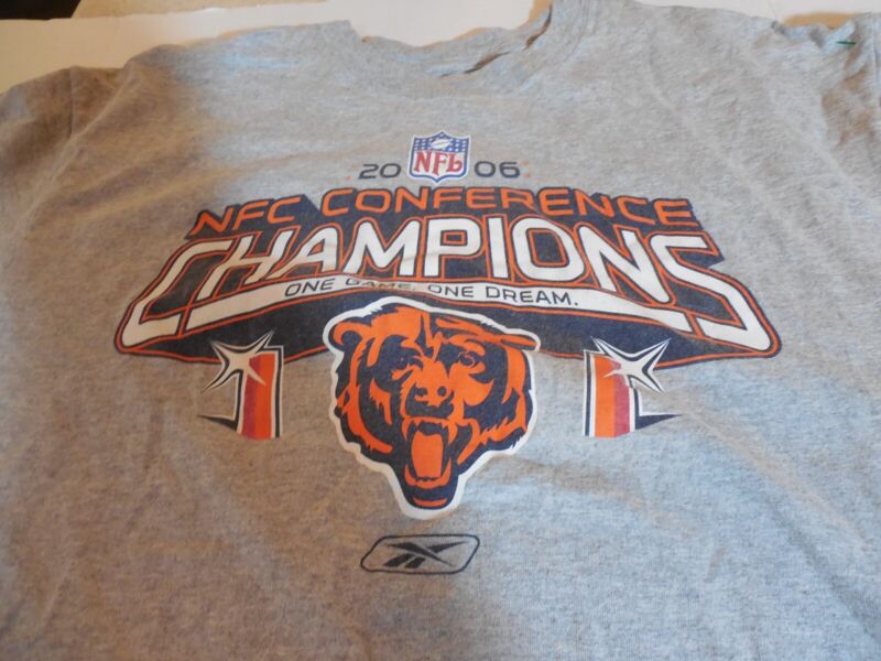 Chicago Bears 2006 Nfc Champions Nfl Football T Shirt Size Large Gray Reebok