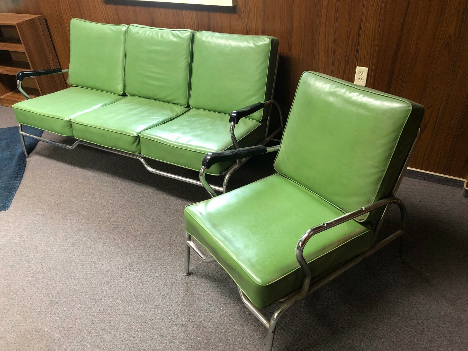 1950's Mid Century chrome 3 cushion couch By Chromcraft