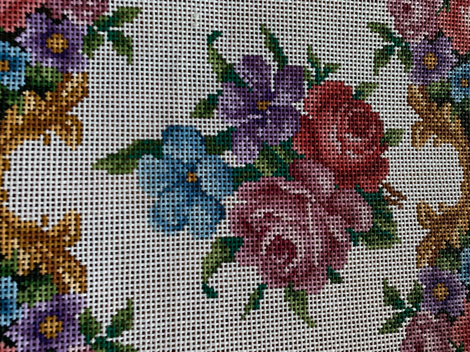 Handpainted needlepoint VICTORIAN ROSE  canvas W/BLACK BORDER TRIM- 14