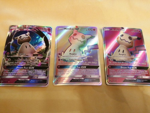 3x Pokemonkarten Mimikyu Rainbow GX Holo Selten Proxy
