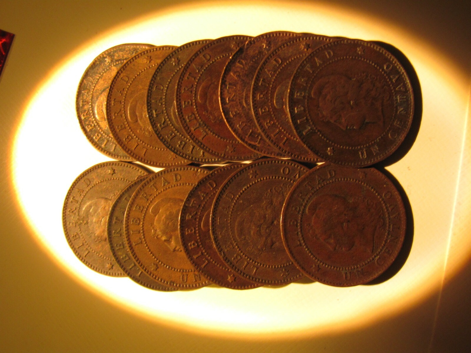 ARGENTINA 1882-1896 Un Centavos Set, 14 different dates, circulated grade