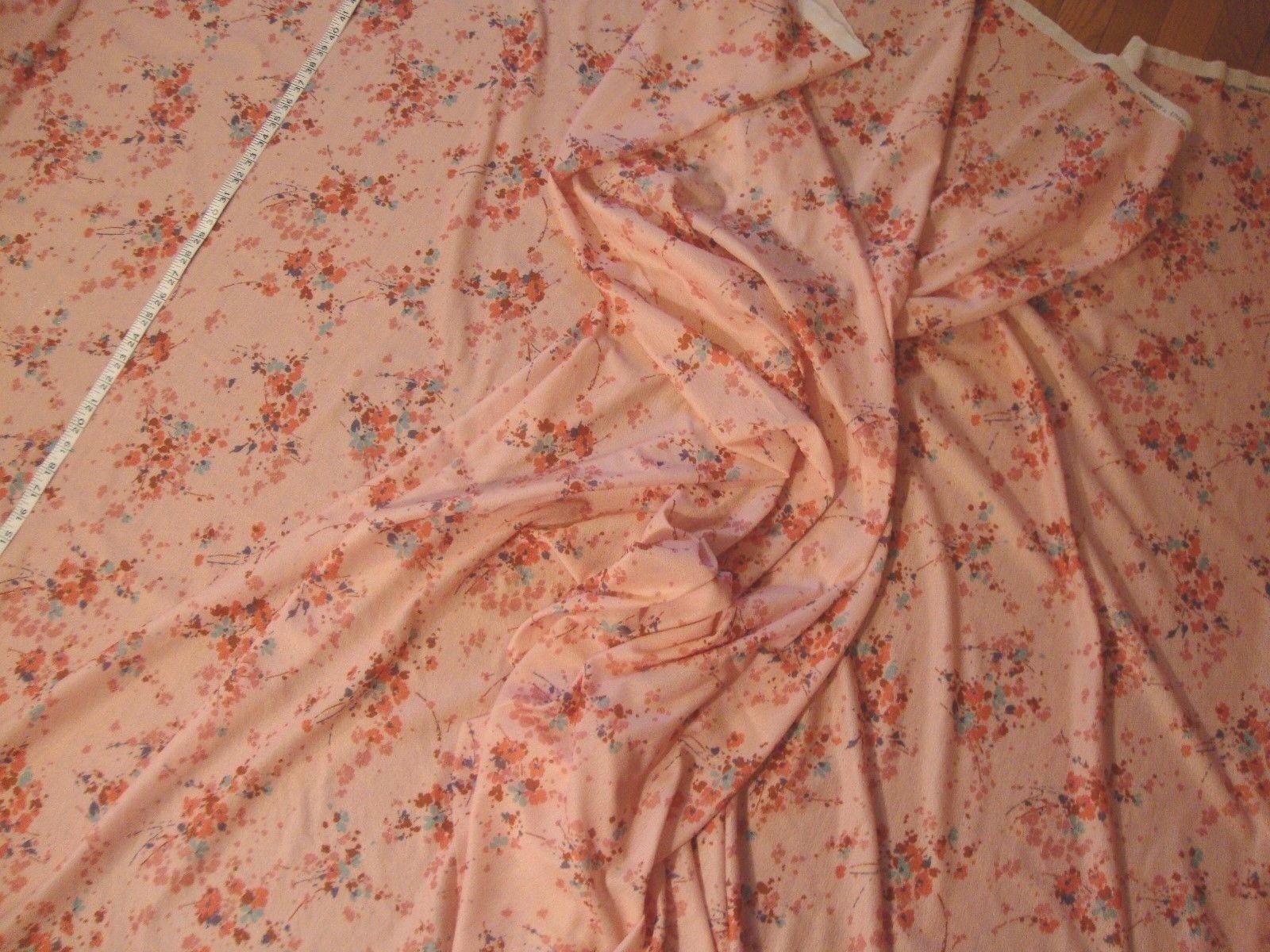 Vintage California Lorprint Single Knit Polyester Fabric Pink Floral 4 Ydsx 57