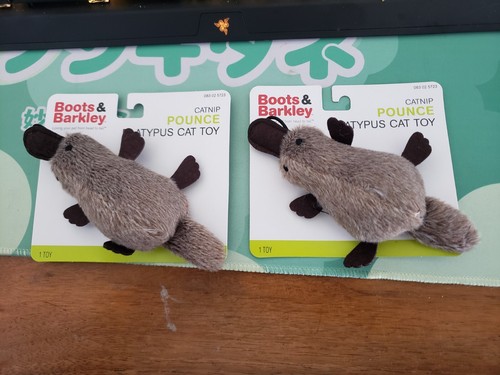 2 Pack of Boots and & Barkley Catnip Pounce Platypus Cat Toy Brown Small NEW