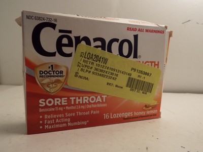Cepacol Extra Strength Sore Throat Lozenges Honey Lemon Oral Pain Reliever -read