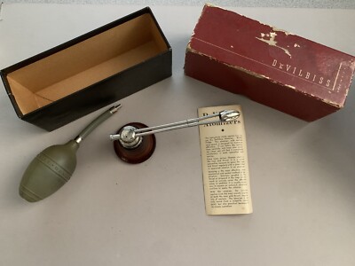 Vintage Devilbiss No 12 Atomizer Perfume Bottle in box with instructions